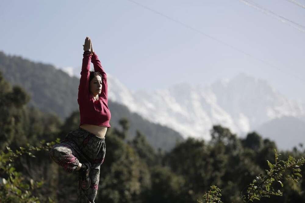Yoga in mountains